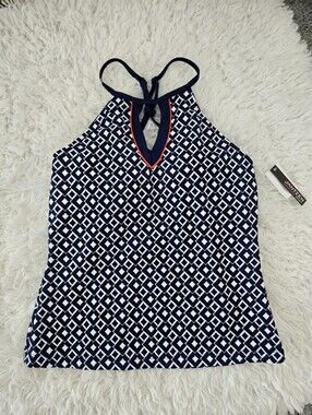 Jantzen Sport Keyhole Neck Racerback Tankini Swim Top. Navy. Size Medium. New.